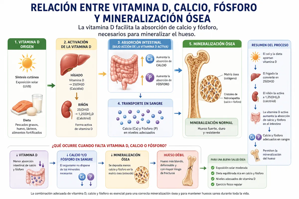 Relación entre vitamina D calcio fósforo y mineralización ósea