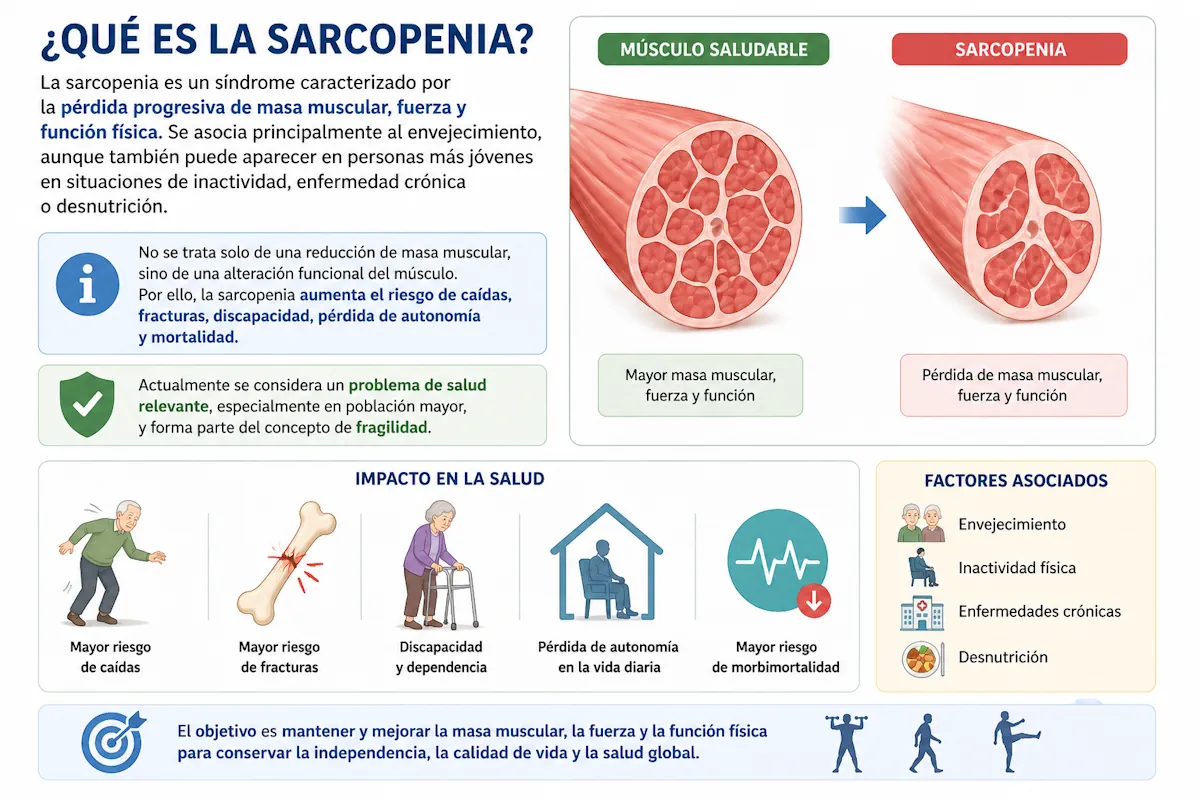 Pérdida de masa muscular en sarcopenia