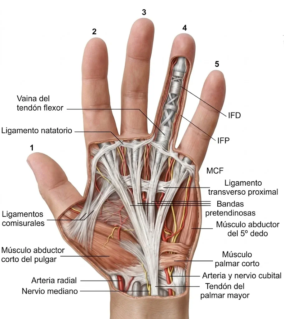 Anatomía de la fascia palmar