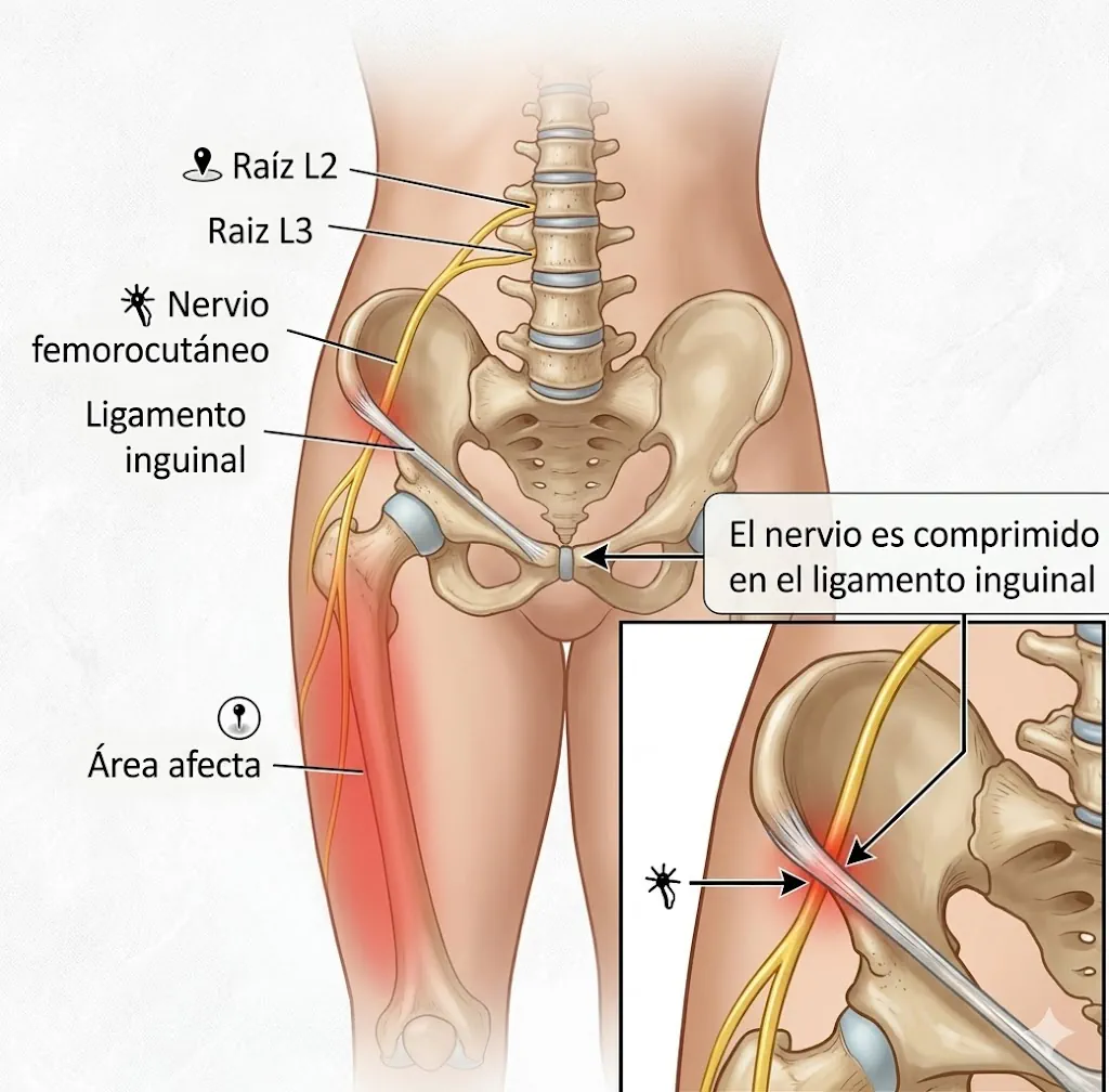 Exploración del nervio femorocutáneo lateral