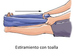 Estiramiento de fascia plantar con toalla
