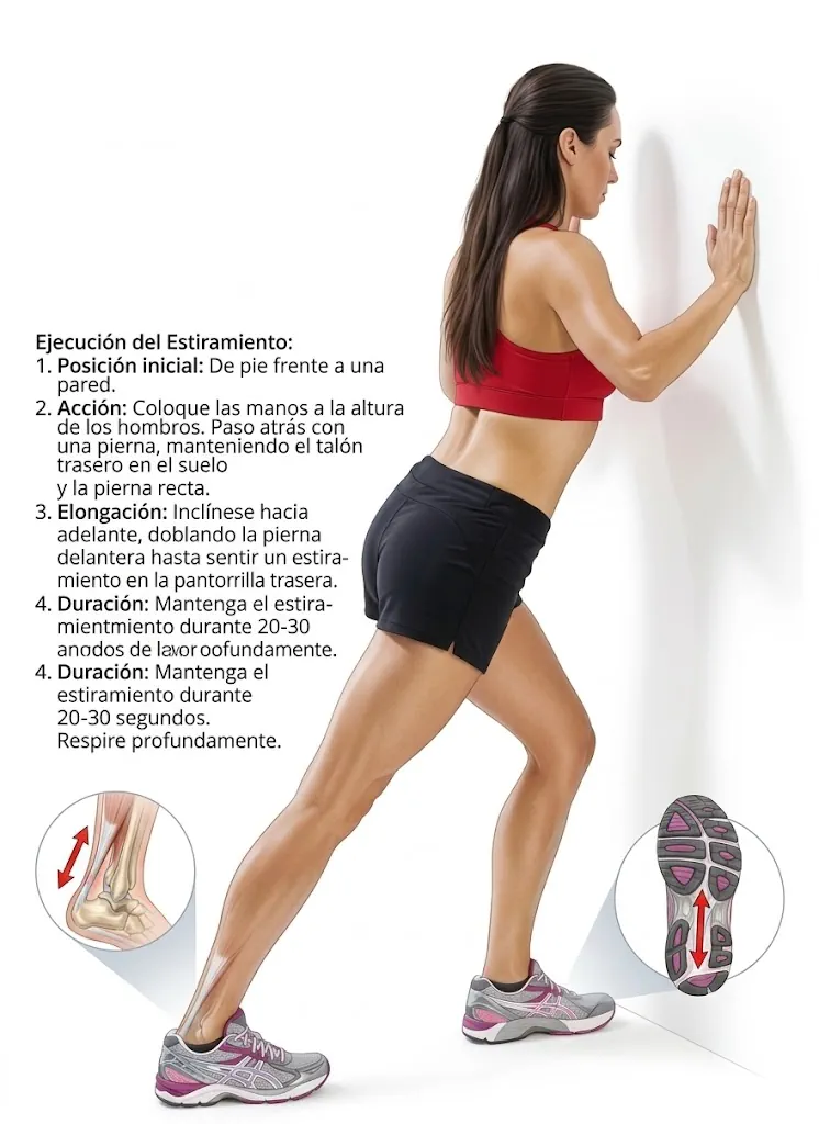 Estiramiento del gastrocnemio para el tendón de Aquiles