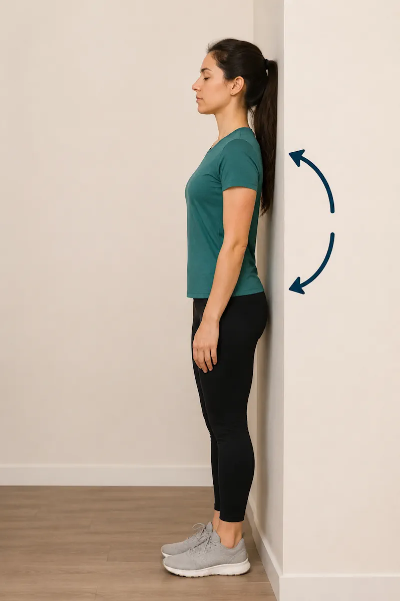 Autopostura en la pared para reeducación postural