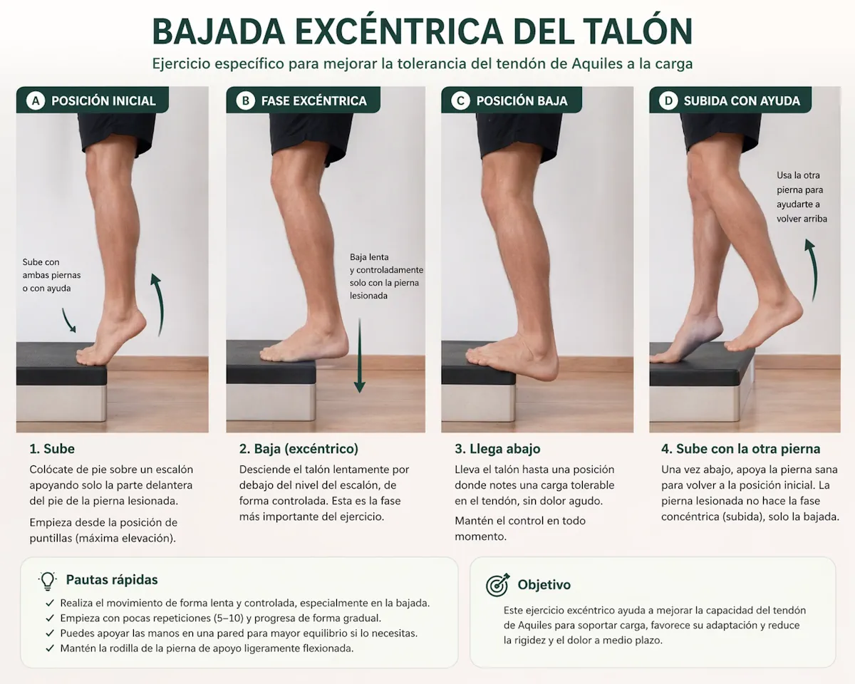 Bajada excéntrica del talón en escalón