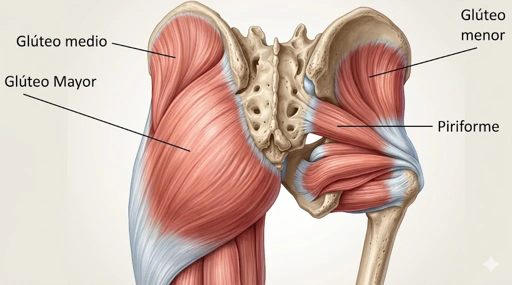 Anatomía del glúteo medio y glúteo menor