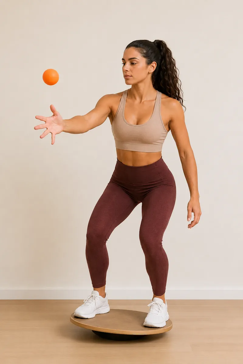 Ejercicio de propiocepción con tabla de equilibrio