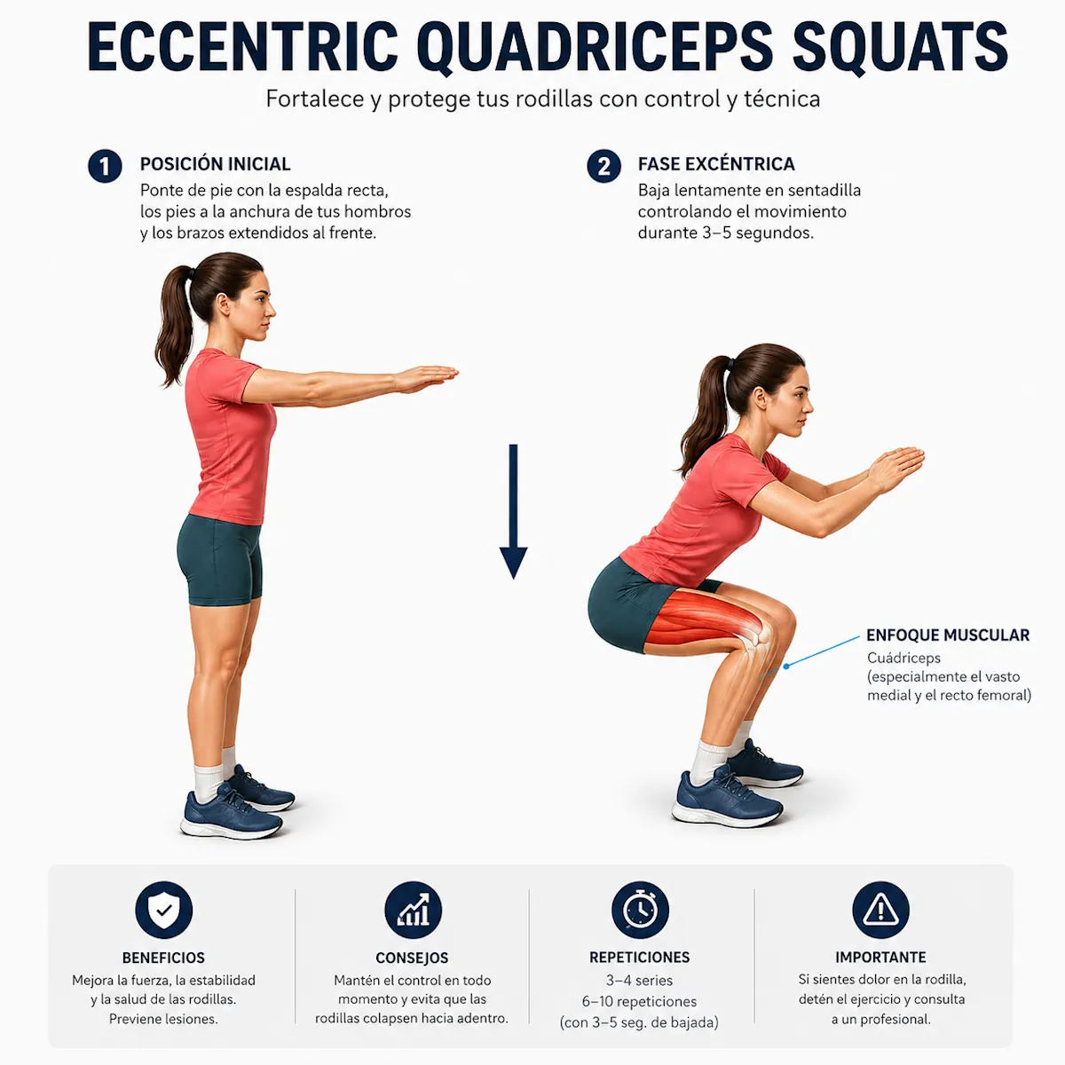 Sentadilla excéntrica para tendinitis rotuliana