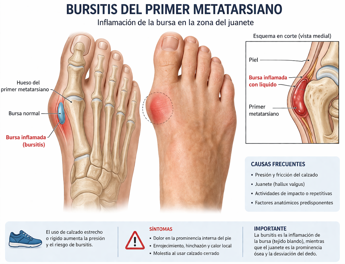 Bursitis del primer metatarsiano en la zona del juanete