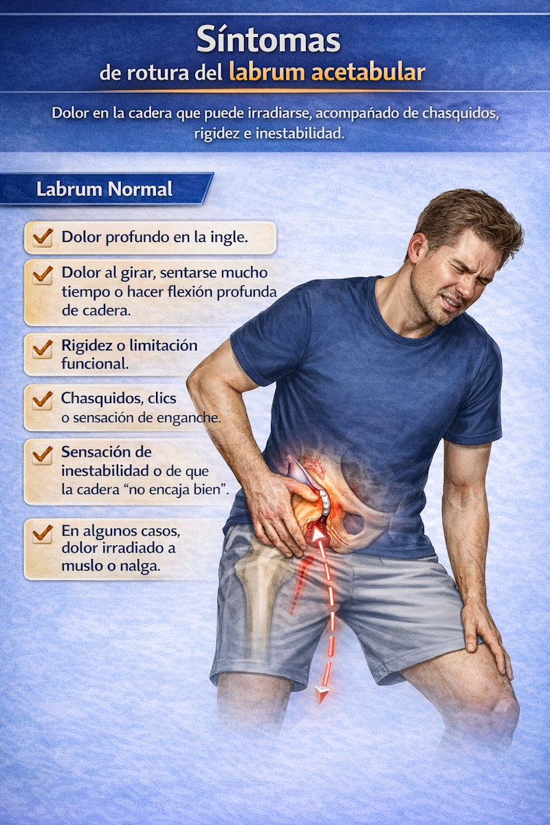 Síntomas de rotura del labrum acetabular