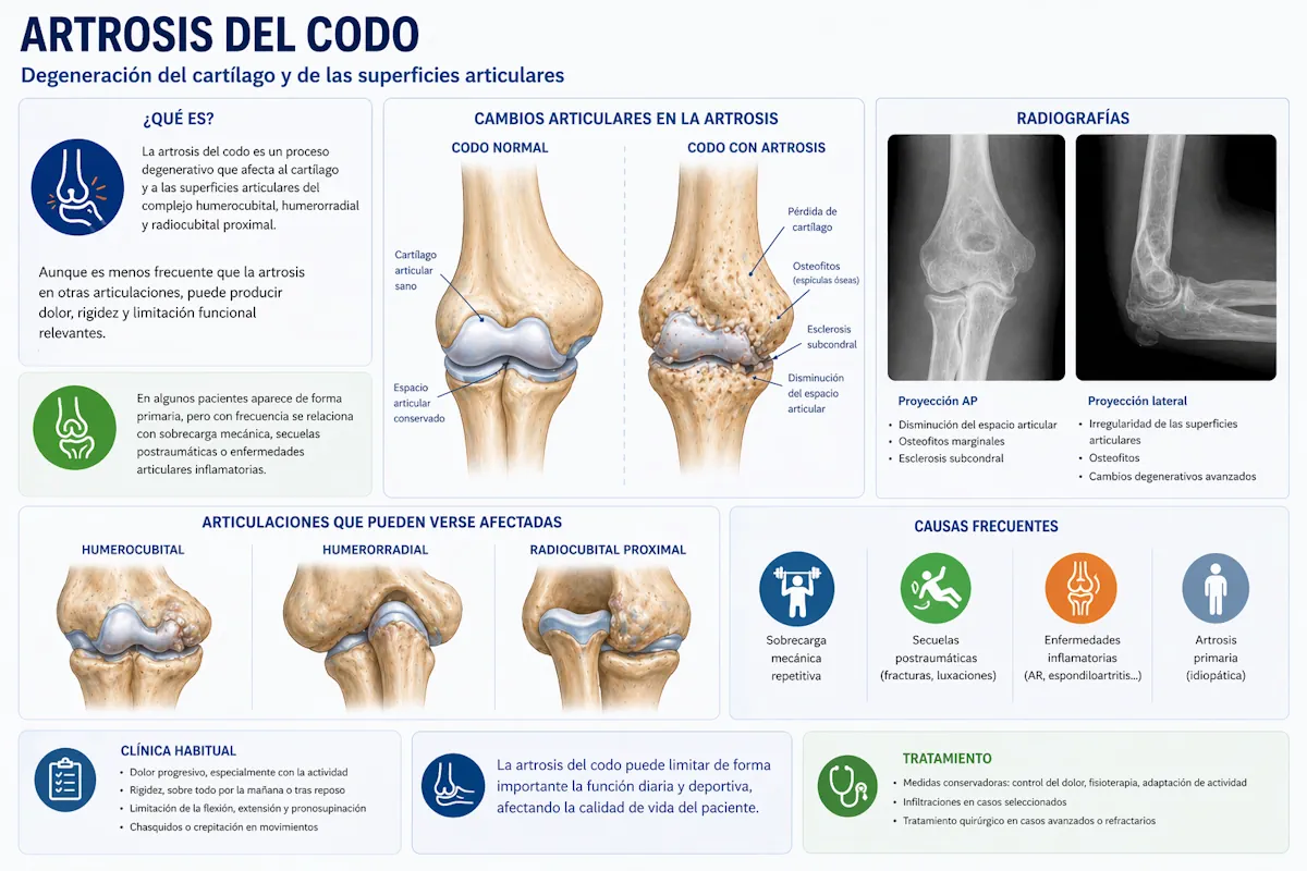 Radiografía con signos de artrosis del codo