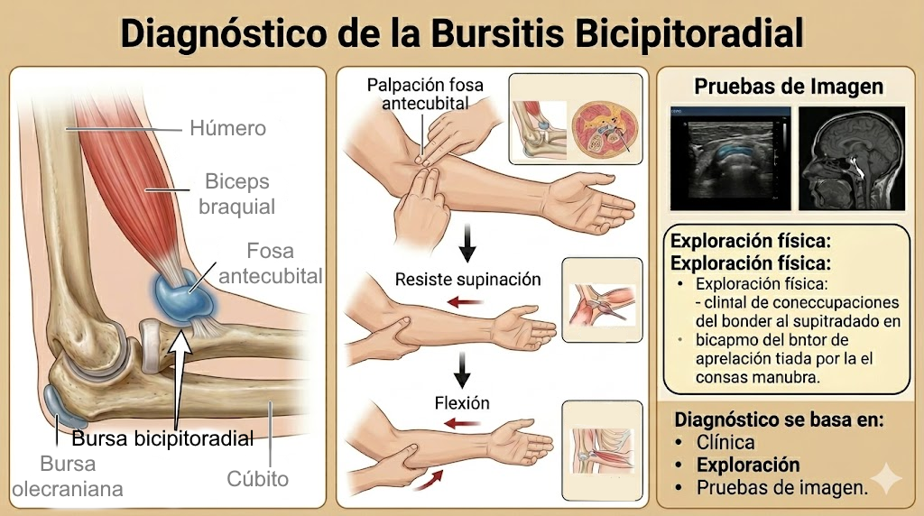 Exploración clínica de la bursitis bicipitorradial