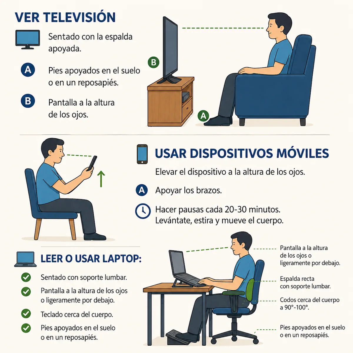 Postura para actividades cotidianas