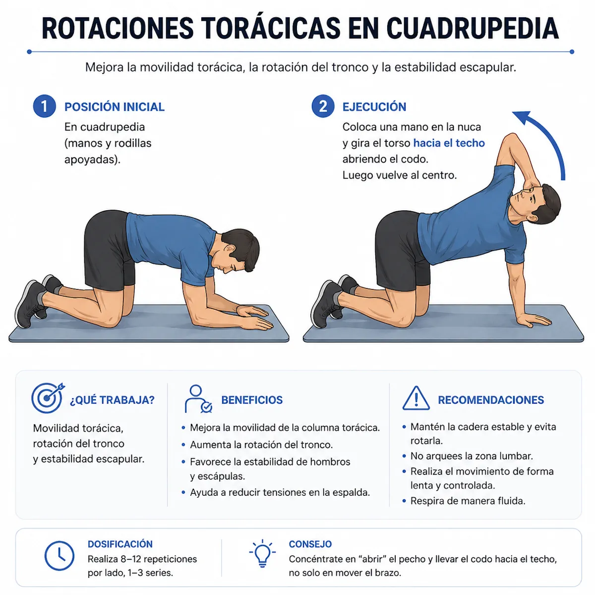 Rotaciones torácicas en cuadrupedia