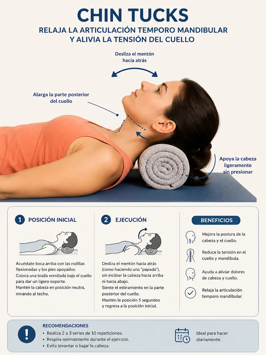 Ejercicio cervical con pelota bajo la nuca