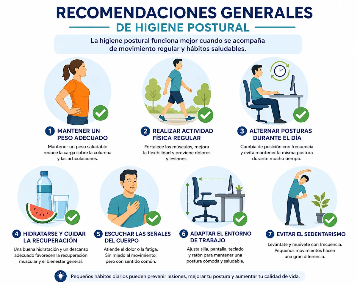 Recomendaciones generales de higiene postural