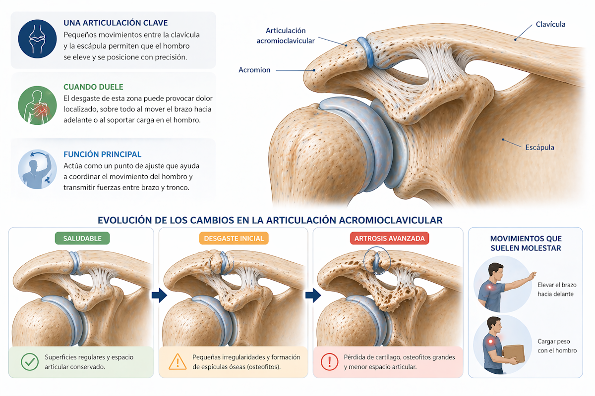 Esquema de la articulación acromioclavicular y sus cambios degenerativos