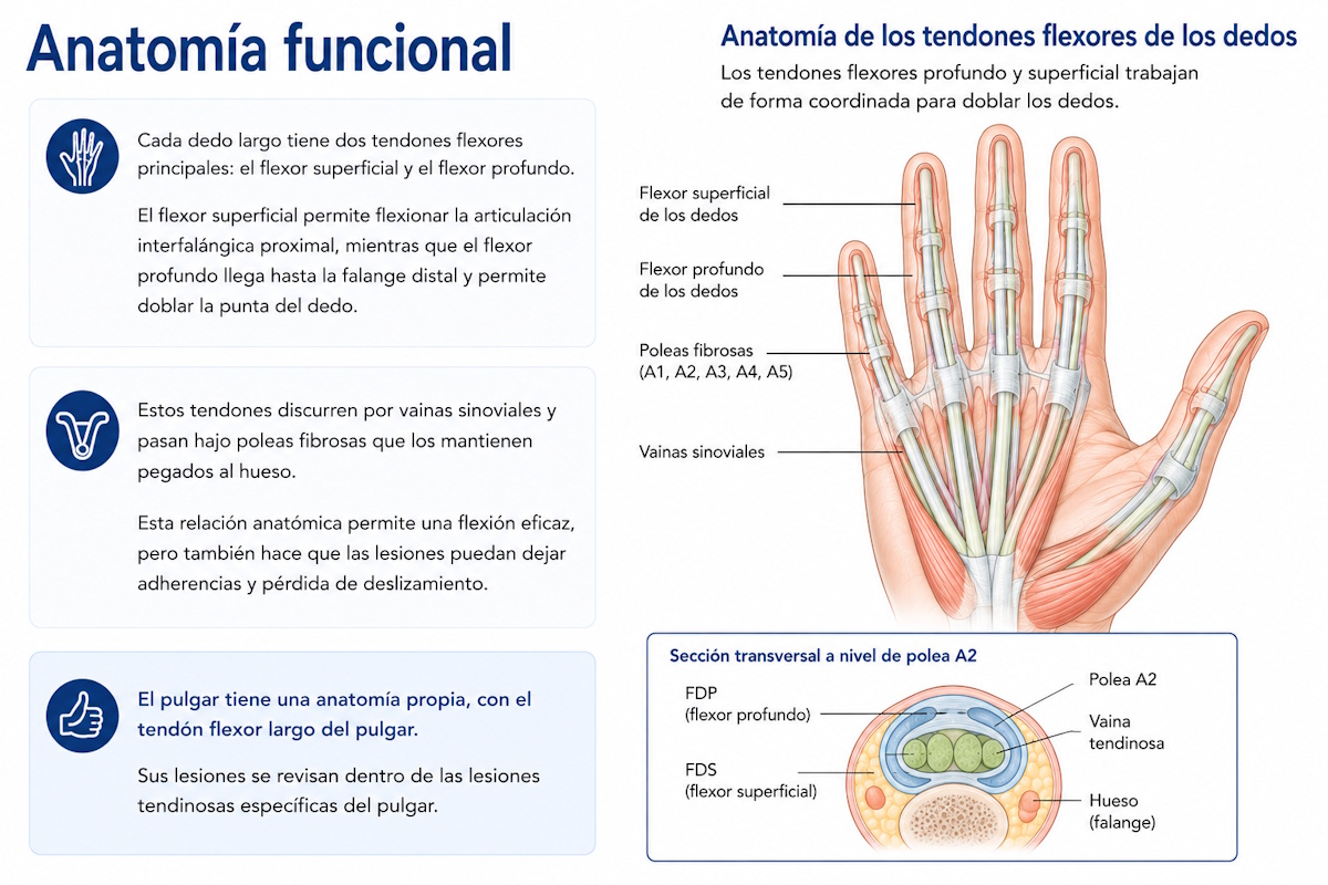 Anatomía de los tendones flexores de los dedos