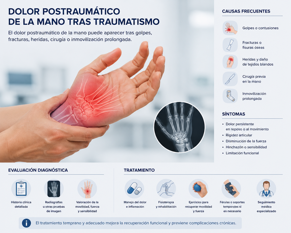 Dolor postraumático de la mano tras traumatismo