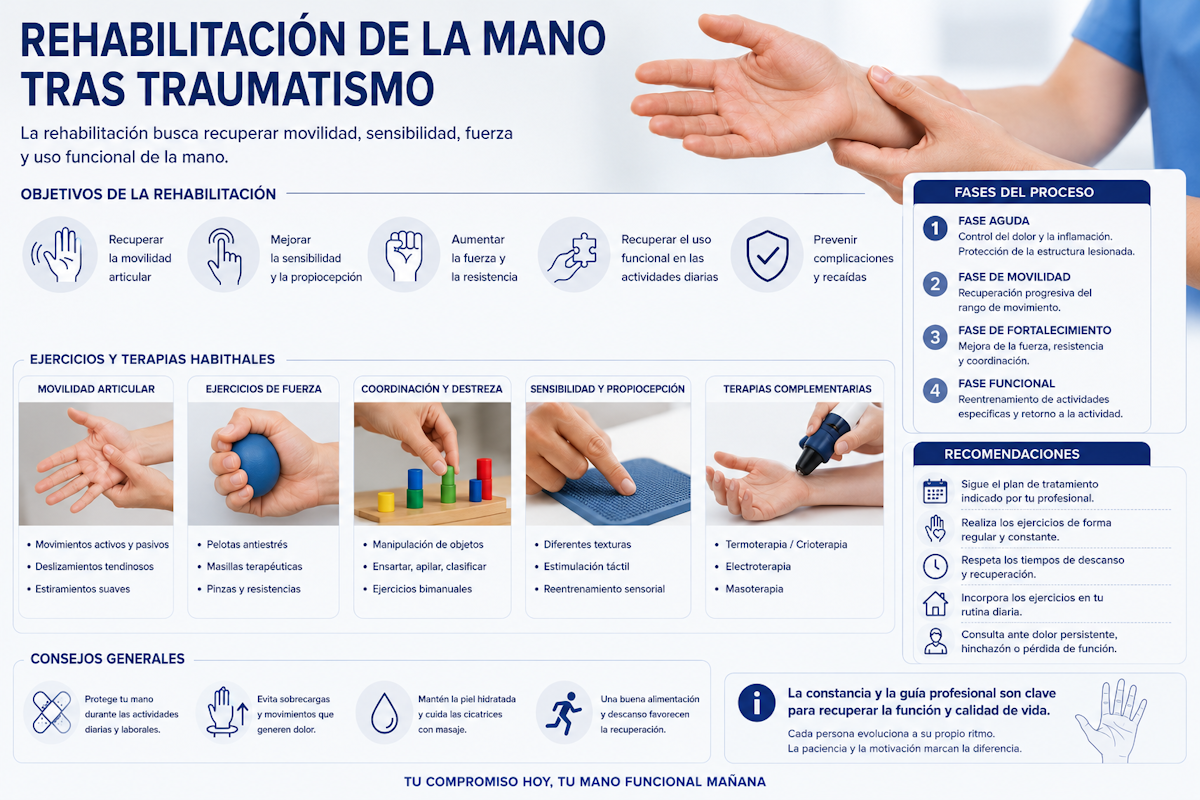 Rehabilitación de los dedos tras traumatismo