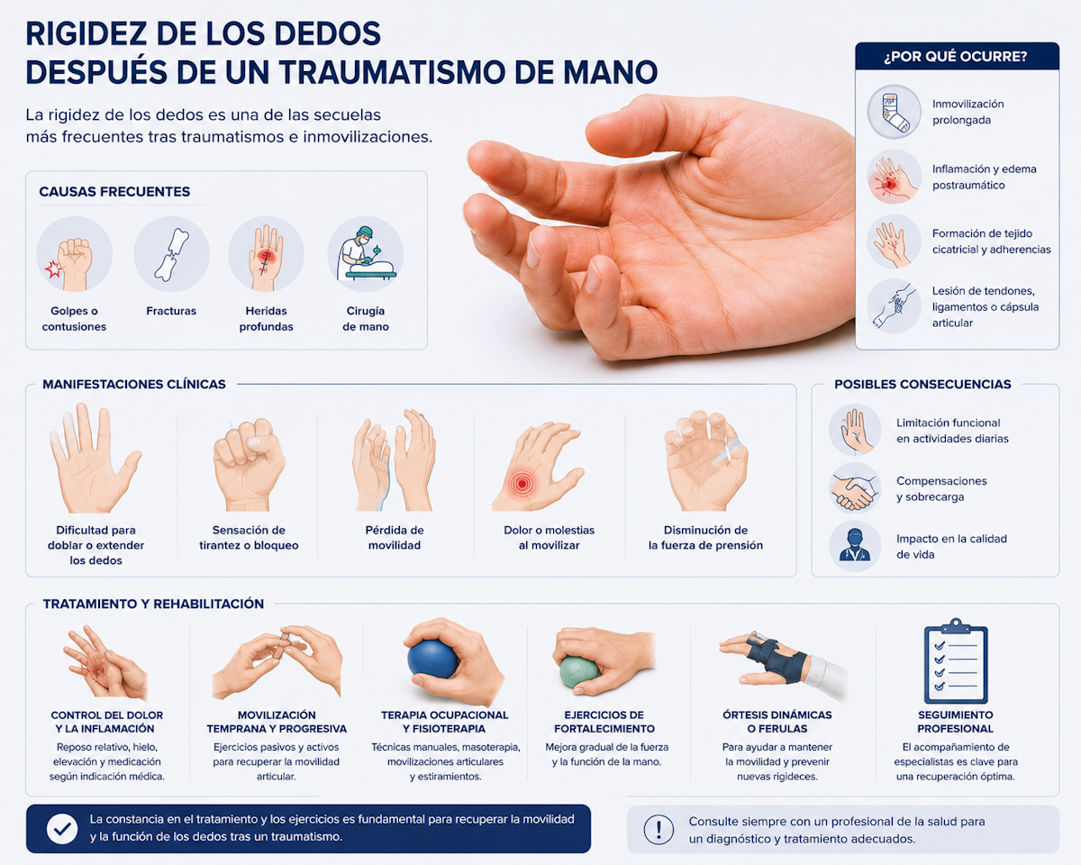 Rigidez de los dedos después de un traumatismo