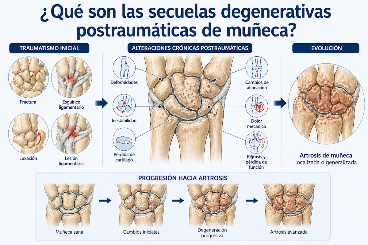 Secuelas degenerativas postraumáticas de muñeca