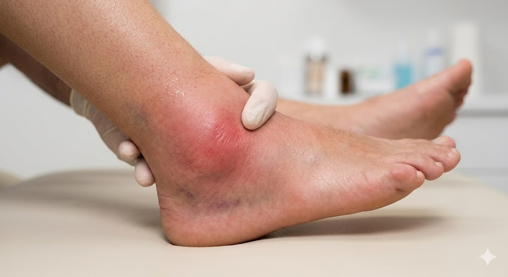 Dolor e inflamación en esguince de tobillo