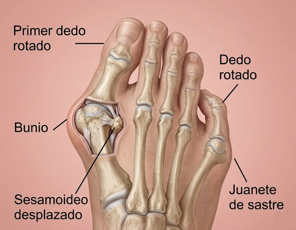 Inspección clínica del hallux valgus