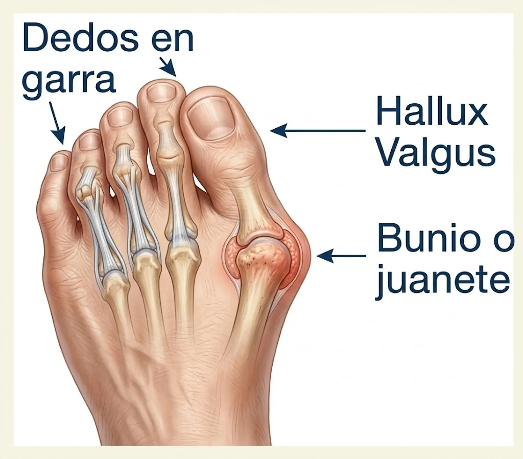 Antepié con hallux valgus y sobrecarga metatarsal