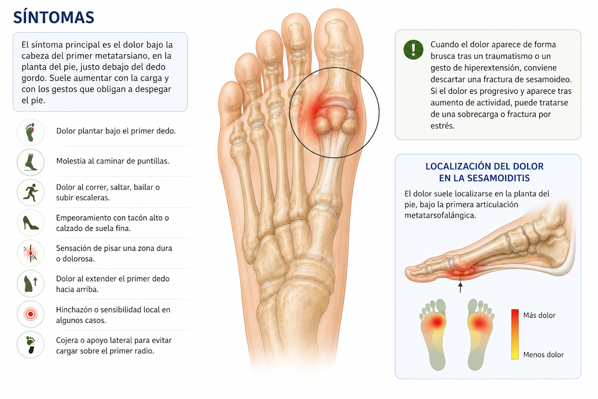 Localización del dolor en la sesamoiditis