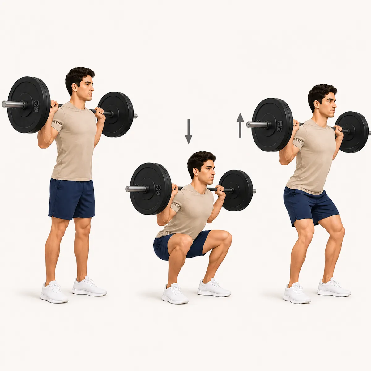 Sentadilla como ejercicio básico de fuerza de piernas