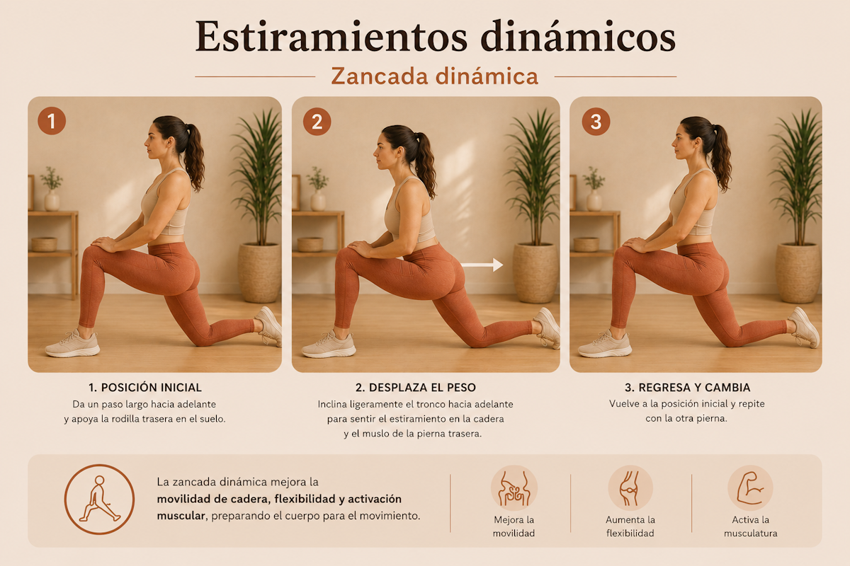 Estiramiento dinámico en zancada