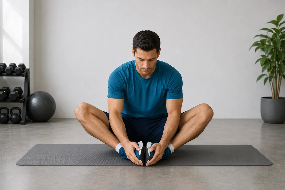 Estiramiento en posición de mariposa