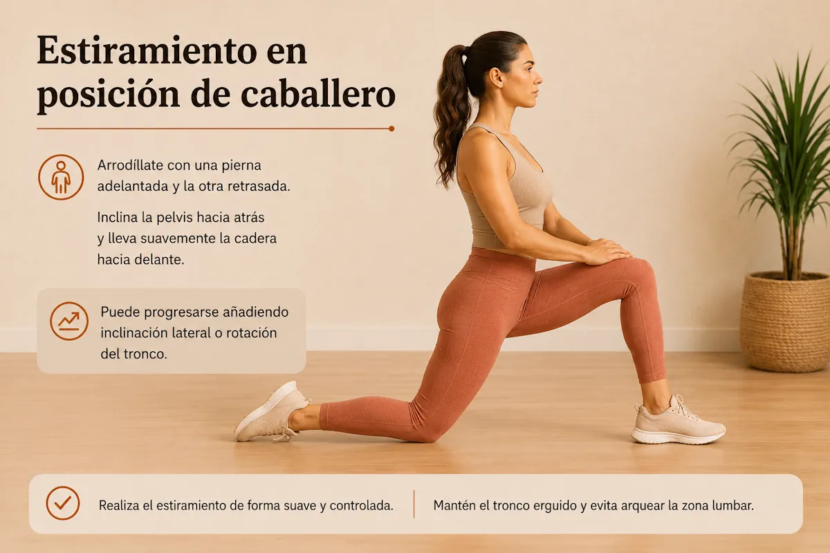 Estiramiento del psoas en posición de caballero