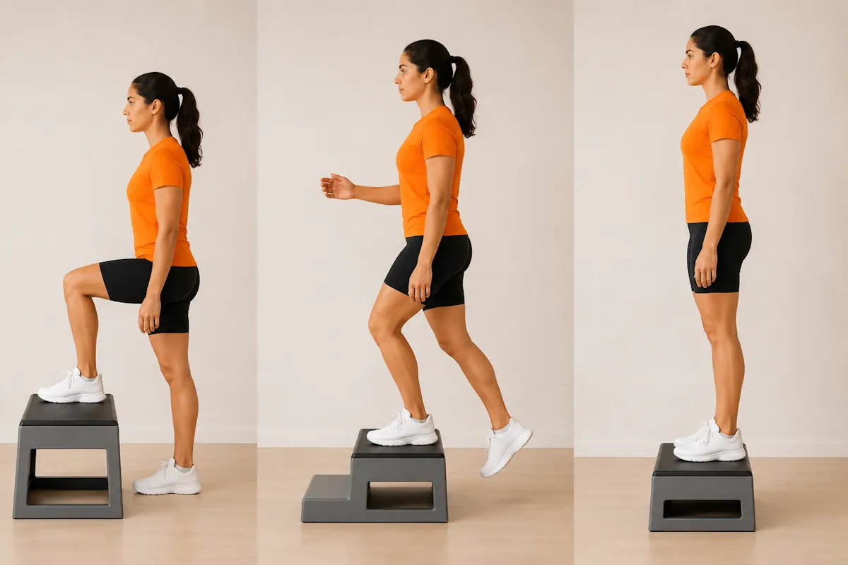 Step-ups para rehabilitación de rodilla