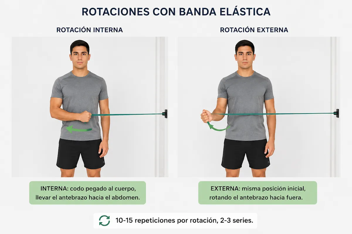 Rotaciones internas y externas con banda elástica