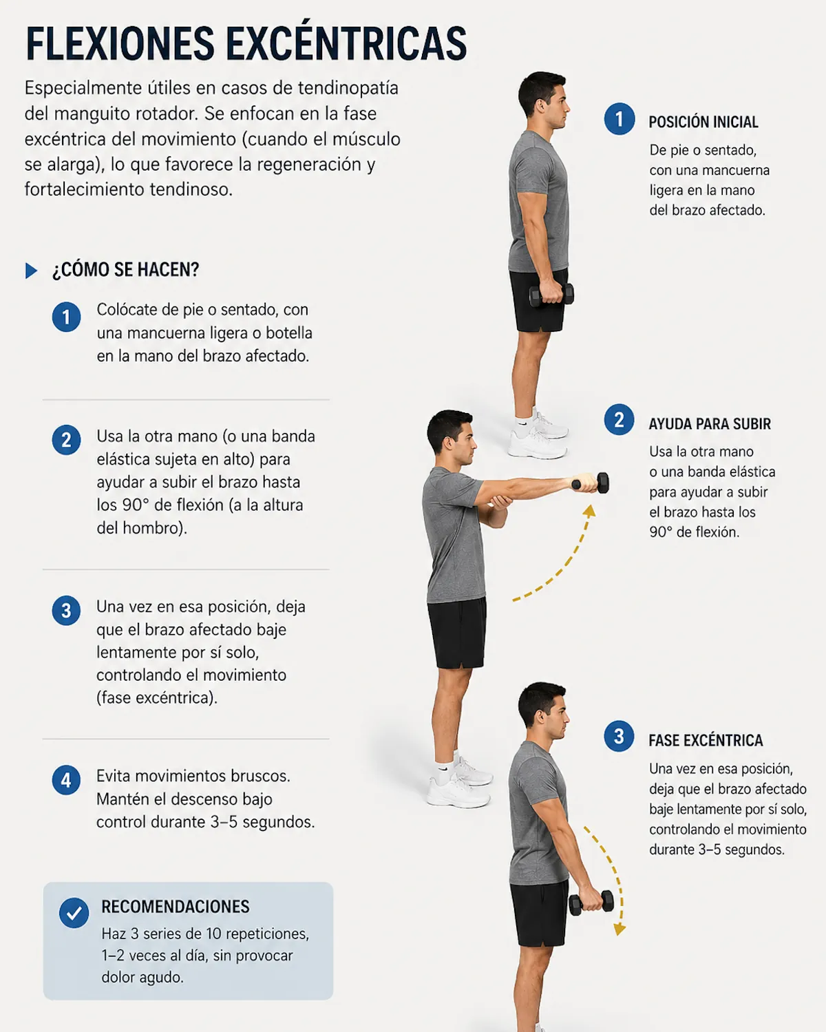 Flexión excéntrica para rehabilitación del hombro