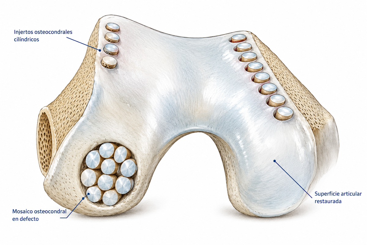 Mosaicoplastia en rodilla