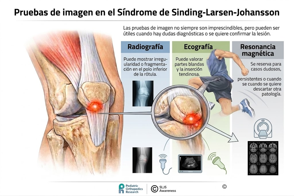 Radiografía o esquema del síndrome de Sinding-Larsen-Johansson