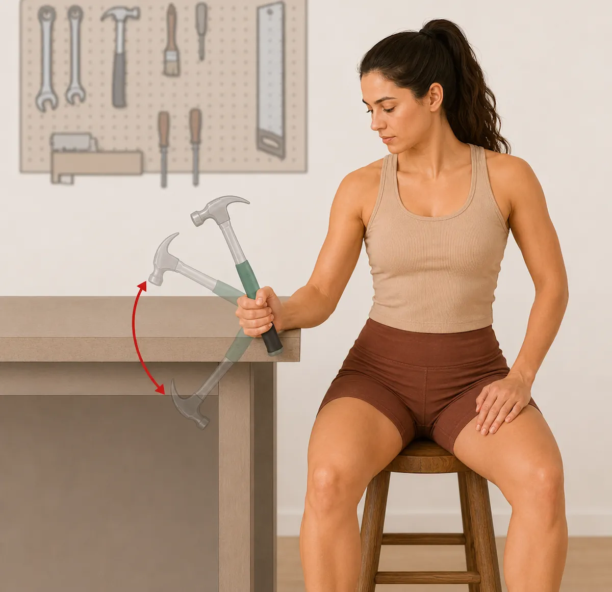 Ejercicio de supinación y pronación con martillo