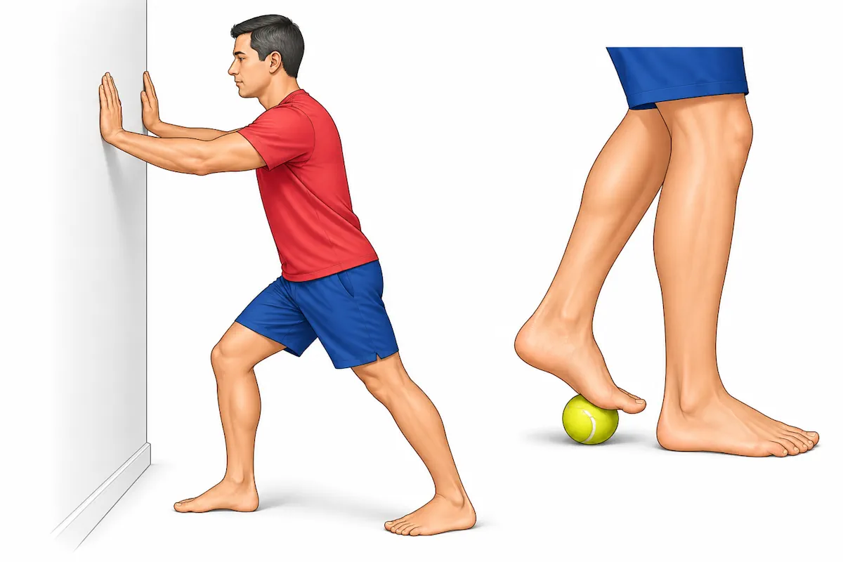 Estiramiento de fascia plantar con pelota