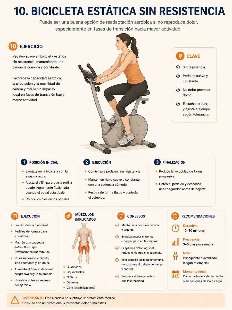 Bicicleta estática sin resistencia