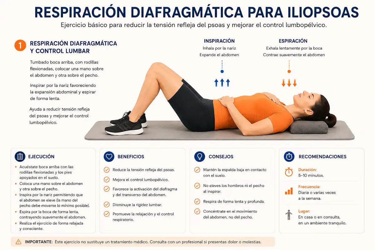 Respiración diafragmática para iliopsoas
