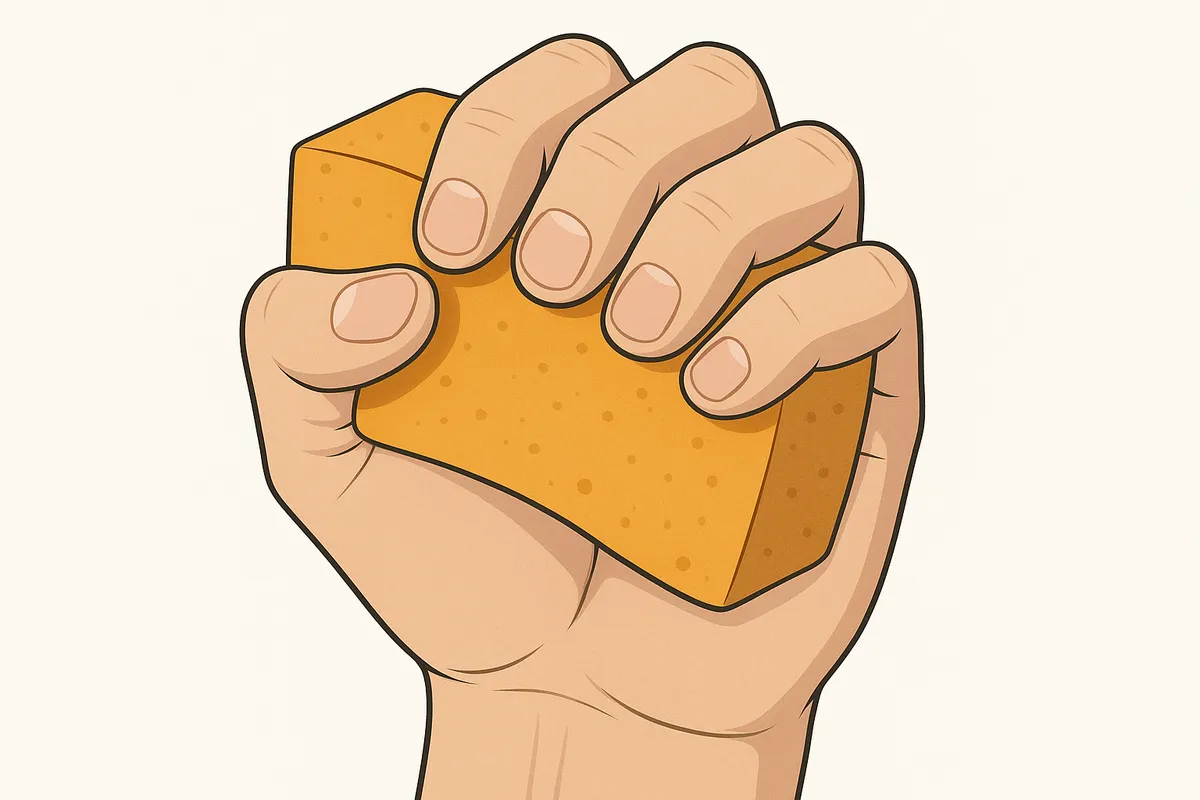 Ejercicio con esponja para fortalecer el pulgar