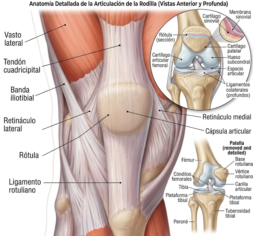 Anatomía del tendón cuadricipital y del aparato extensor de la rodilla